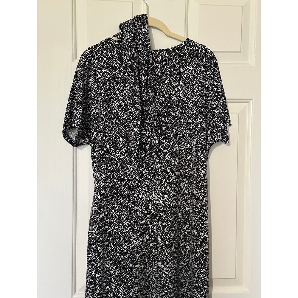 Lularoe Polka Dot Printed Tie Waist T-Shirt Shift Dress Black Women's Size M - Picture 3 of 7